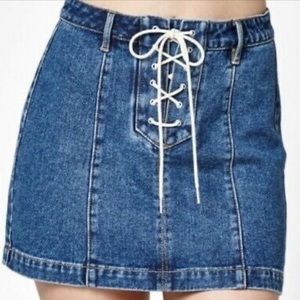 Kendall + Kylie Denim Lace Up Mini Skirt
